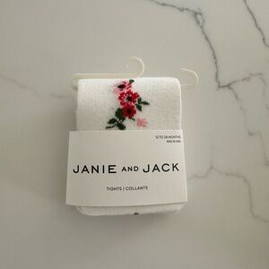 Janie and Jack Floral Cream Knit Tights